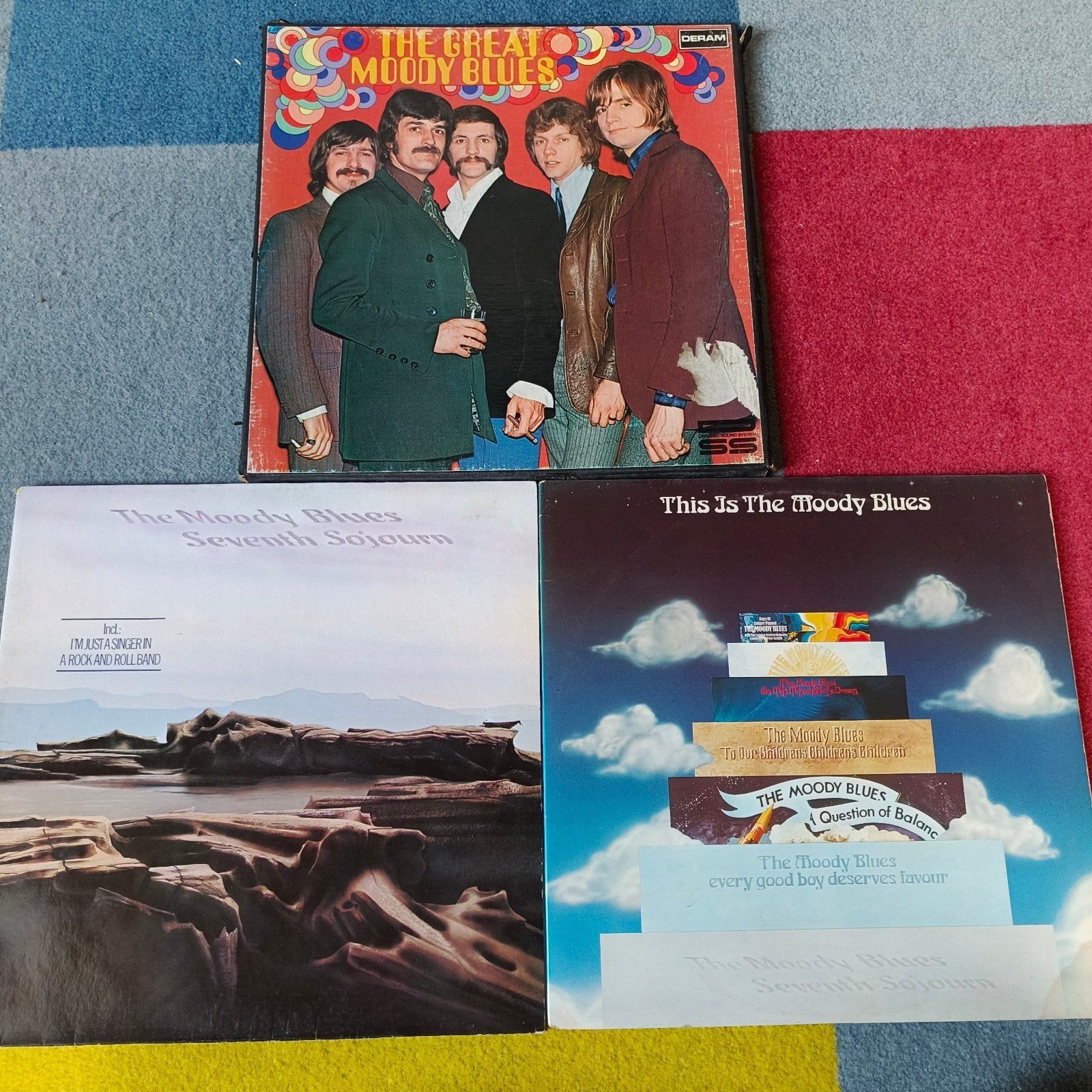 The Moody Blues - 3 LP's: Seventh Sojourn, This Is, Great, LP, Gebruikt, Ophalen of Verzenden, Classic Rock