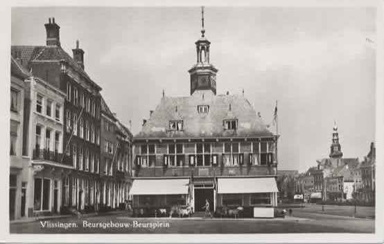 Vlissingen Beursgebouw Beursplein, Verzenden, 1940 tot 1960, Ongelopen, Zeeland