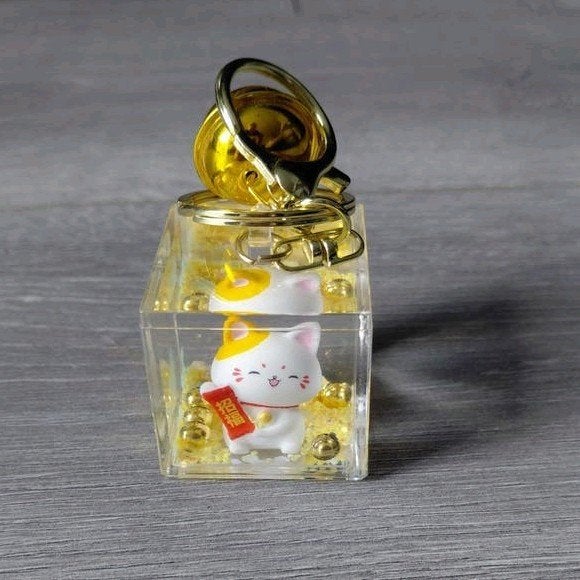 Lucky Cat Floaty Key Charm / sleutelhanger / Gelukskat, Ophalen of Verzenden, Nieuw