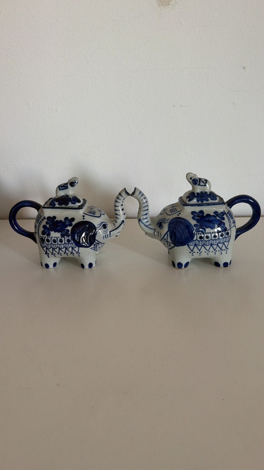 Set van 2 Delfts Blauwe olifant theepotten, Ophalen of Verzenden