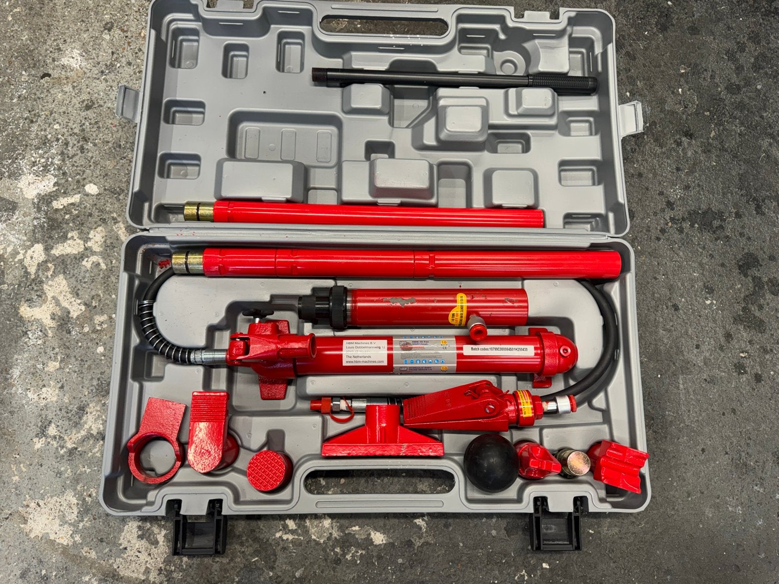 HBM 10 Ton Hydraulische Uitdeukset / Schadeherstelset, Auto diversen, Ophalen of Verzenden, Zo goed als nieuw