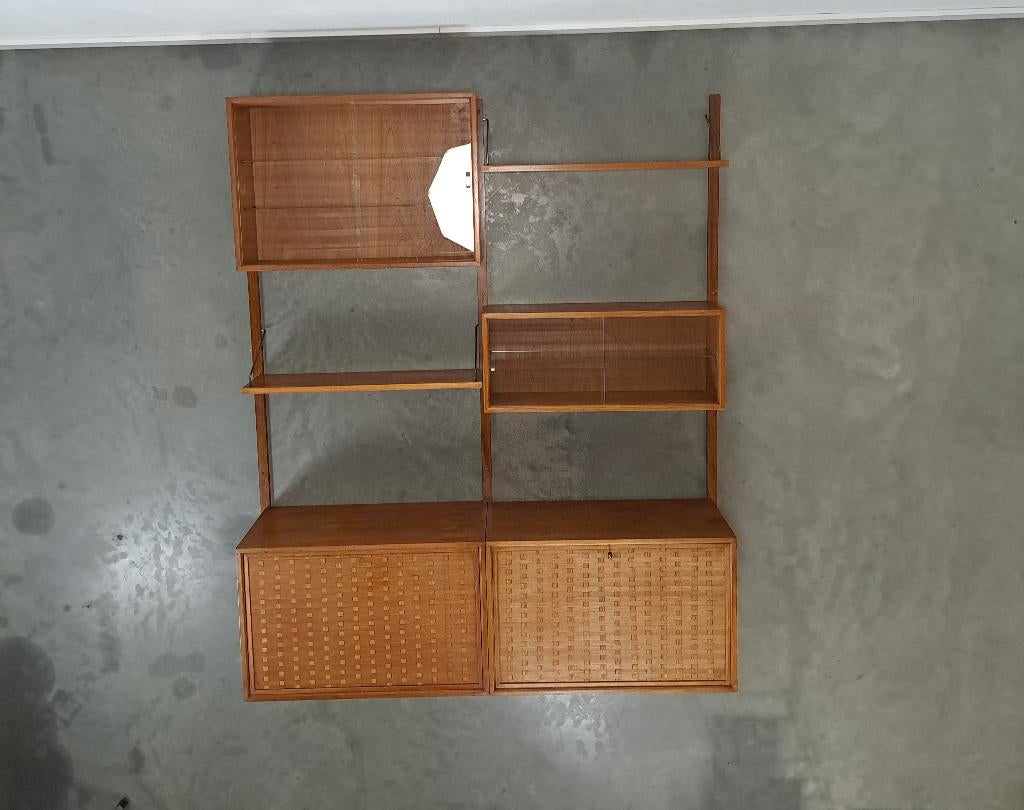 Deens design Poul Cadovius modulair systeem, kast en plank, Ophalen, Gebruikt, Glas, 150 tot 200 cm