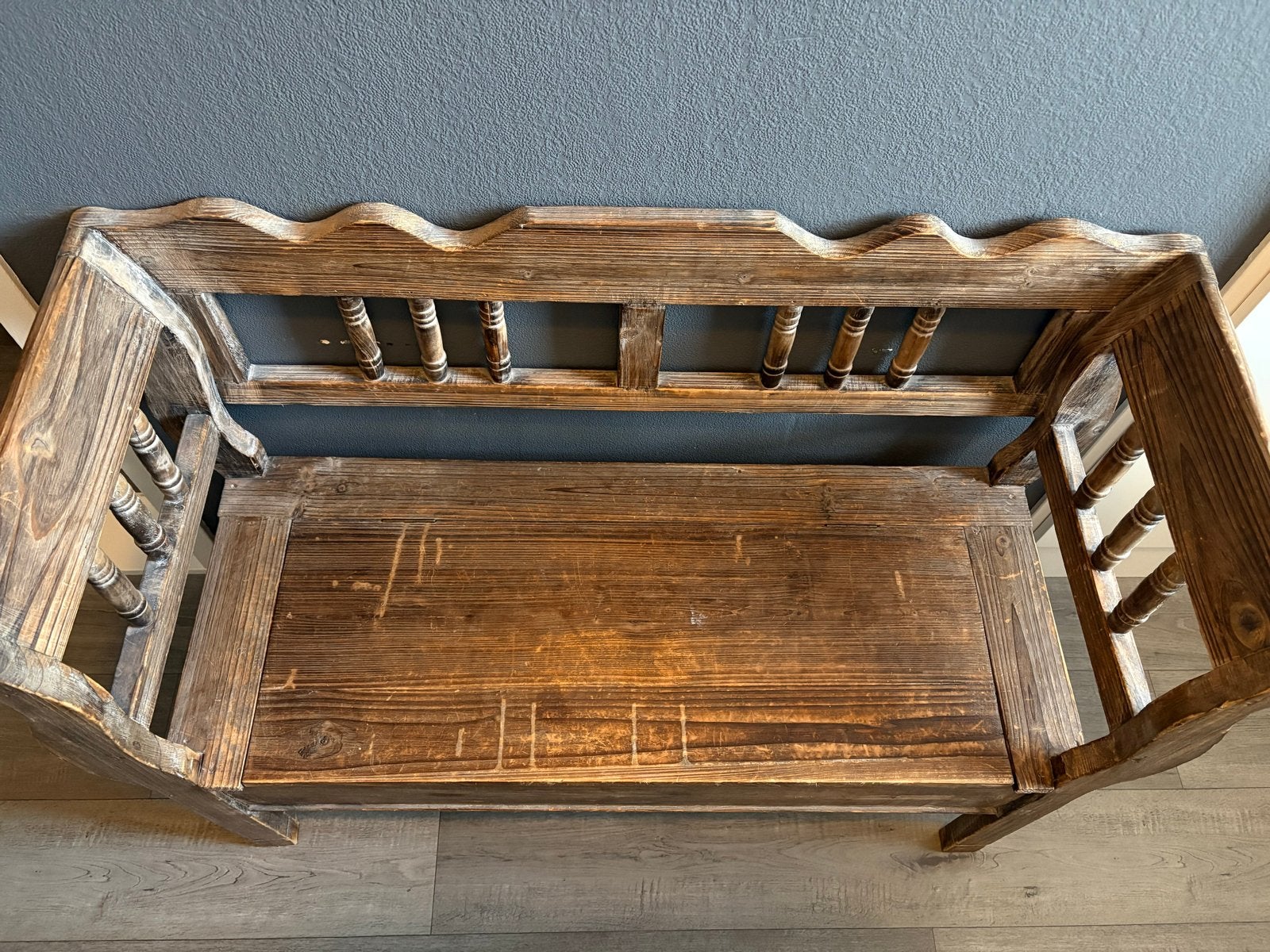 Rustieke houten bank met opbergruimte - 100x80x43 cm, Ophalen