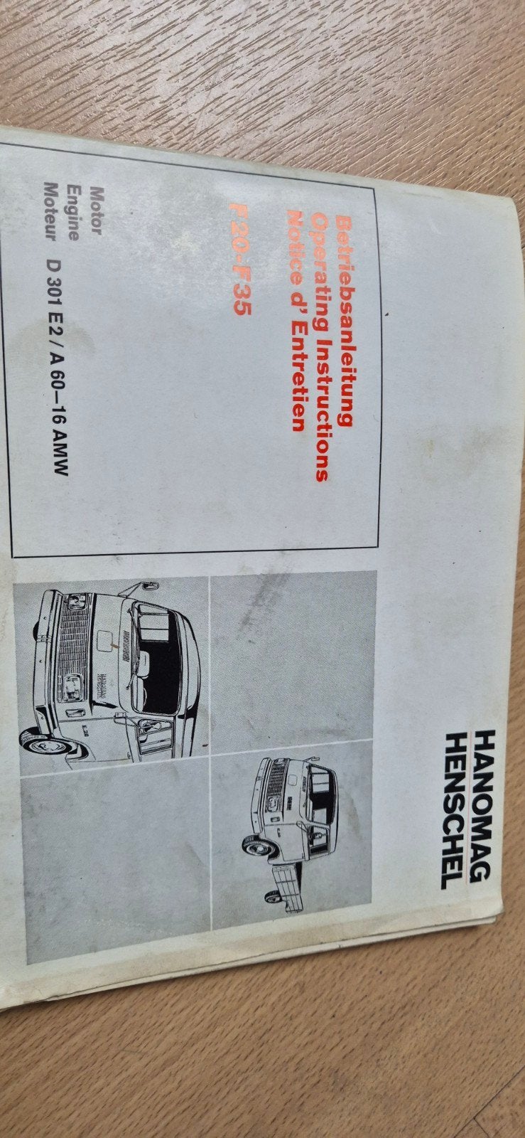 betriebsanleitung Hanomag Henschel F20 F35, Ophalen of Verzenden