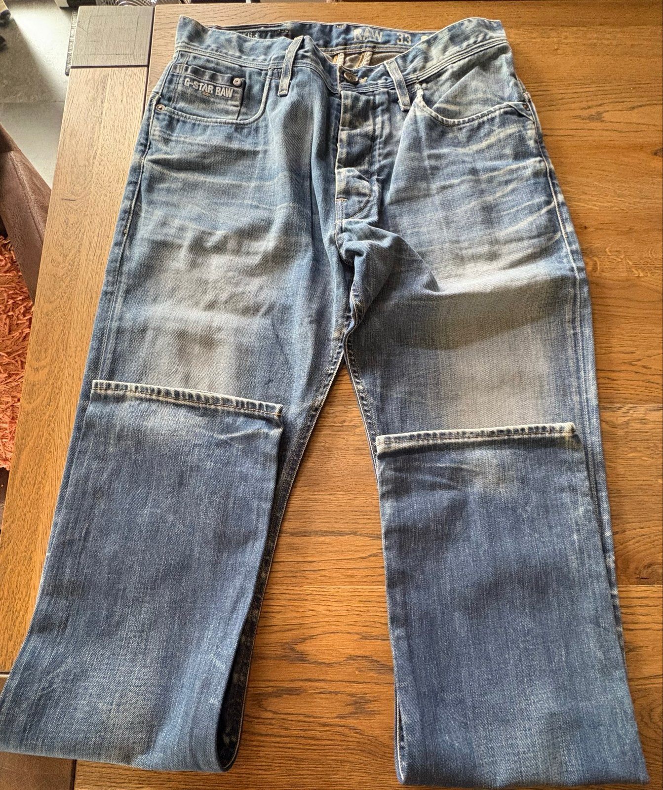 G-Star Raw 3301 Straight Fit Jeans - W33/L36 - Zeer Goede St, Ophalen of Verzenden, Zo goed als nieuw, Blauw, W33 - W34 (confectie 48/50)