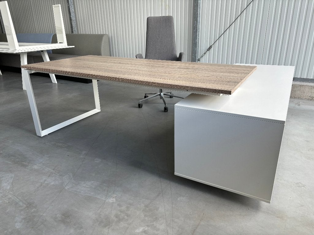 Dia directiebureau met aanbouwkast - 200 x 90 cm, Ophalen, Spaanplaat of MDF, Nieuw, Overige merken