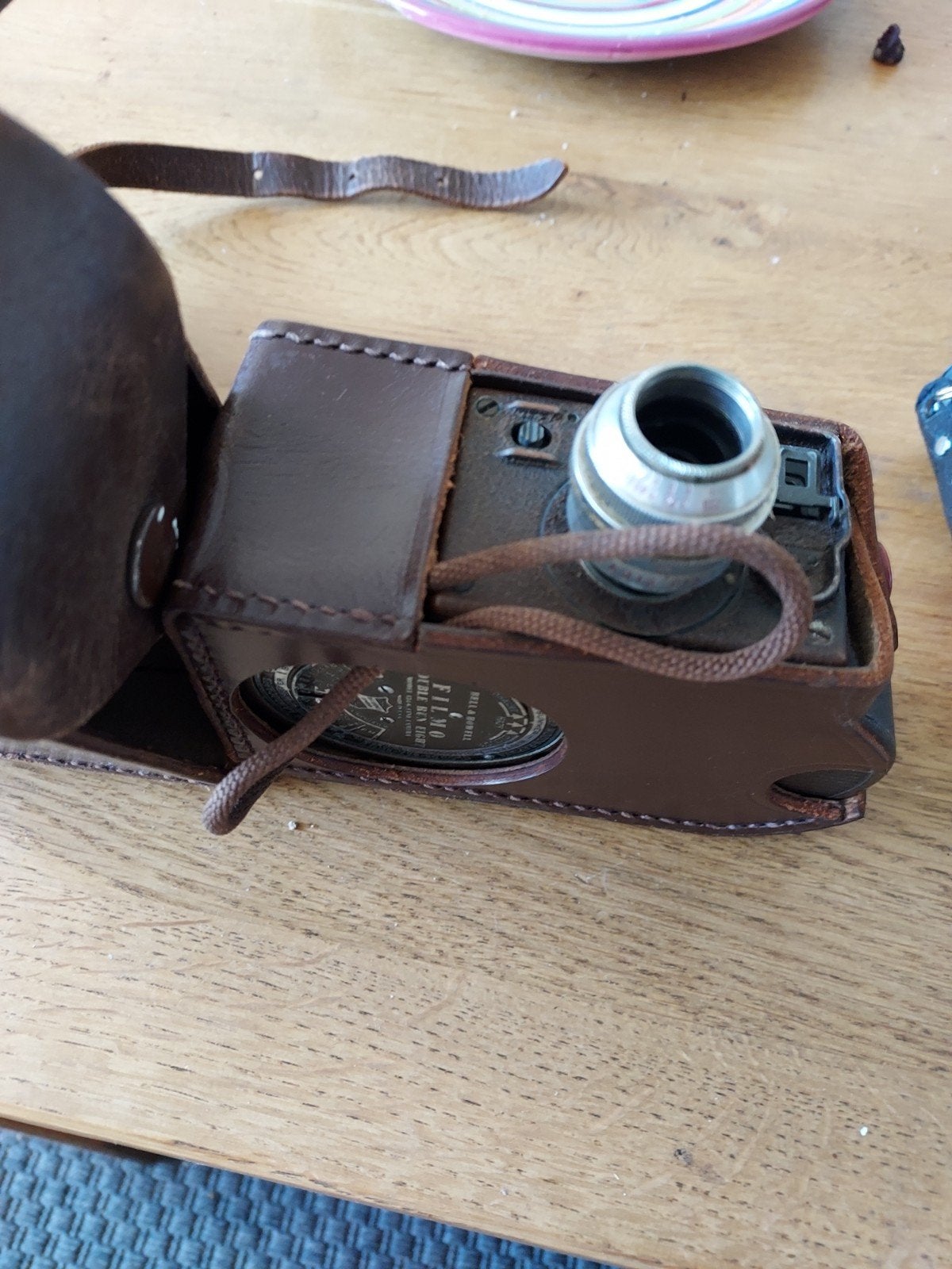 Vintage Elmo 8mm filmcamera met lederen tas, Ophalen of Verzenden