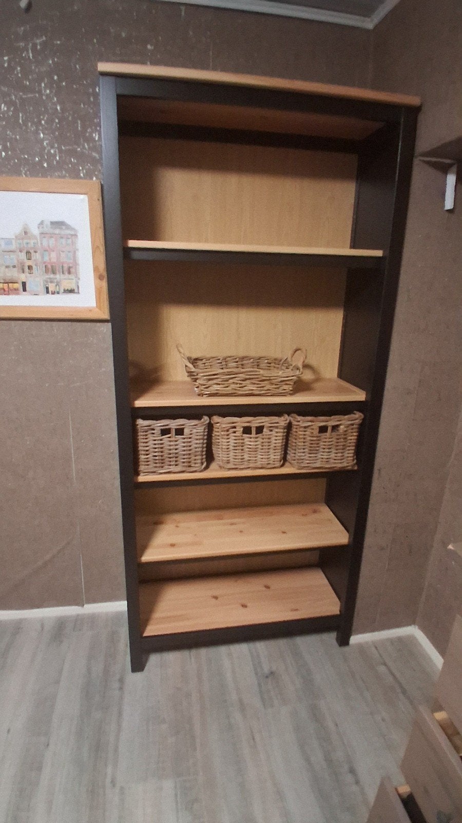 IKEA Hemnes Boekenkast met deuren, zwartbruin/lichtbruin, Huis en Inrichting, Ophalen, Modern, Scandinavisch, 150 tot 200 cm, 25 tot 50 cm
