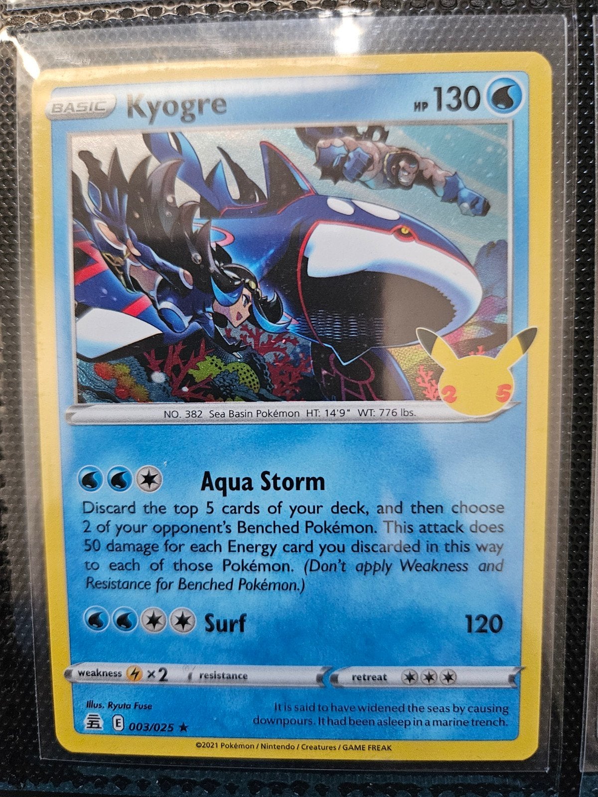 Pokemon Kyogre 003/025 Celebrations, Ophalen of Verzenden, Zo goed als nieuw, Losse kaart, Foil