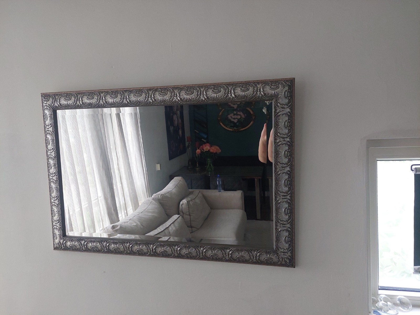 Spiegel 60x90 cm met sierlijke lijst, Ophalen, Rechthoekig, 50 tot 100 cm, Minder dan 100 cm