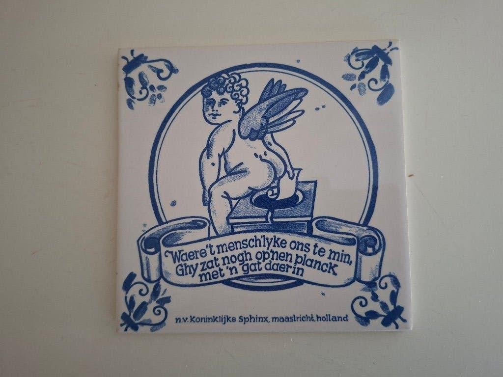 Delfts blauwe tegel met spreuk, Ophalen of Verzenden