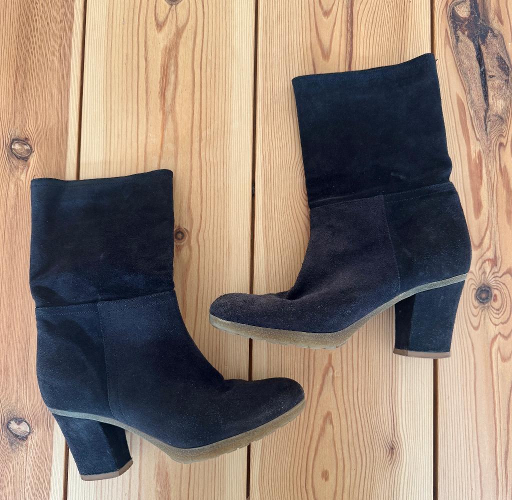 Abro laarzen / enkellaarzen - Blauw Leer Suede - Maat 38, Blauw, Lage of Enkellaarzen, Ophalen of Verzenden, Zo goed als nieuw