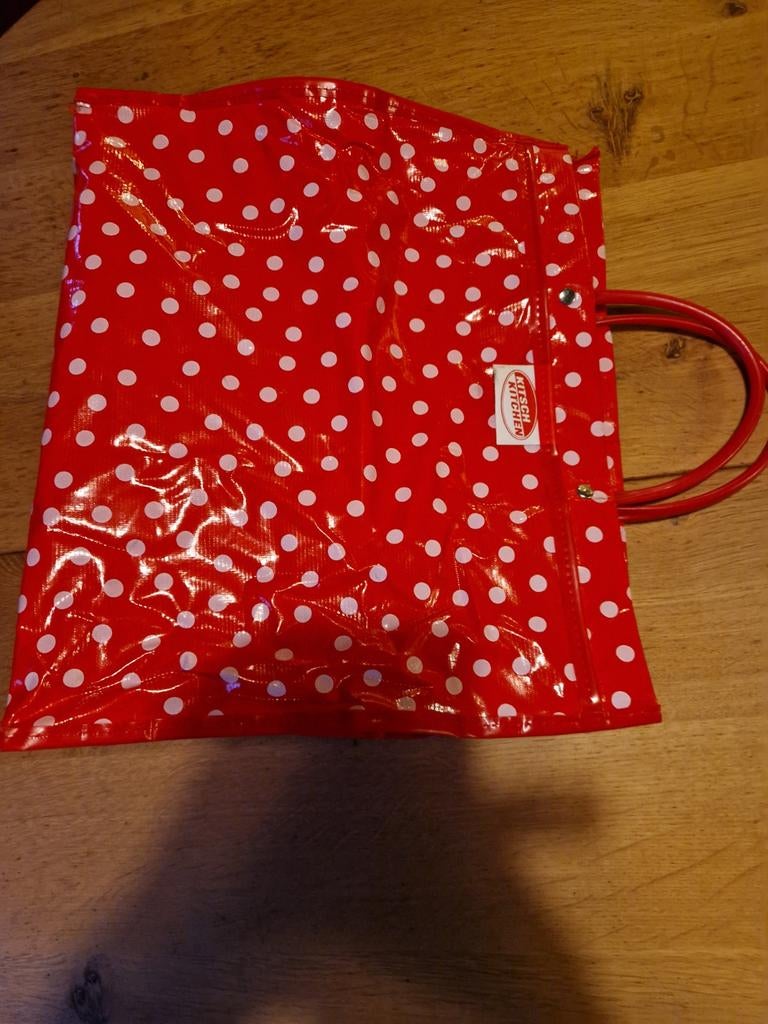 SHOPPER KITCH KITCHEN 🍒 ROOD MET WITTE STIPPEN POLKADOT, Sieraden, Tassen en Uiterlijk, Ophalen of Verzenden, Rood, Shopper