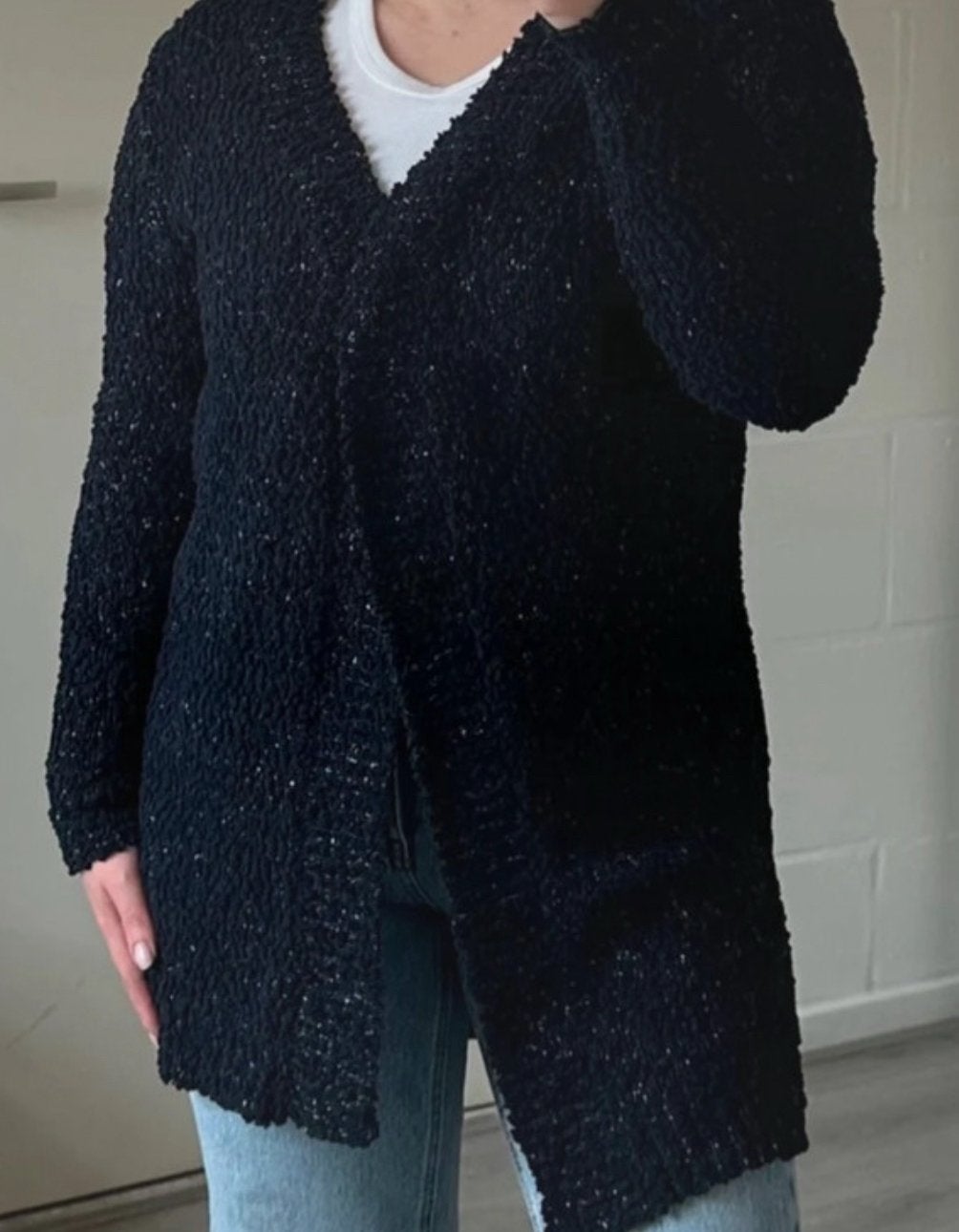 Bien Bleu donkerblauwe vest met lichte stretch en glitters, Ophalen of Verzenden, Zo goed als nieuw, Maat 38/40 (M), Blauw