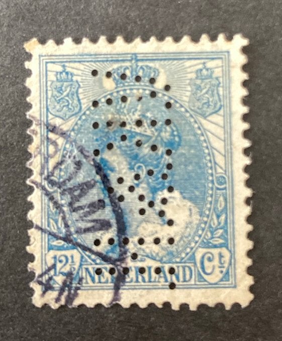 Perfin VK&H in bontkraag nvph 63, Ophalen of Verzenden, Gestempeld