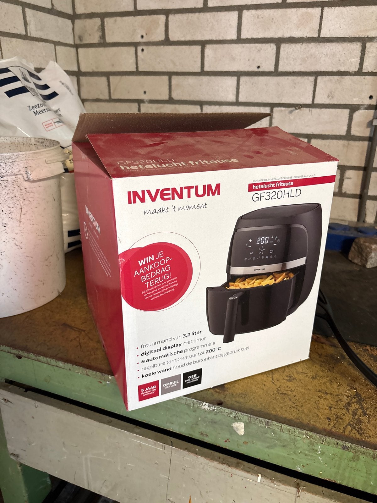Inventum GF320HLD Heteluchtfriteuse - Nieuw in doos, 3 tot 4 liter, Ophalen, Nieuw, Uitneembare binnenpan