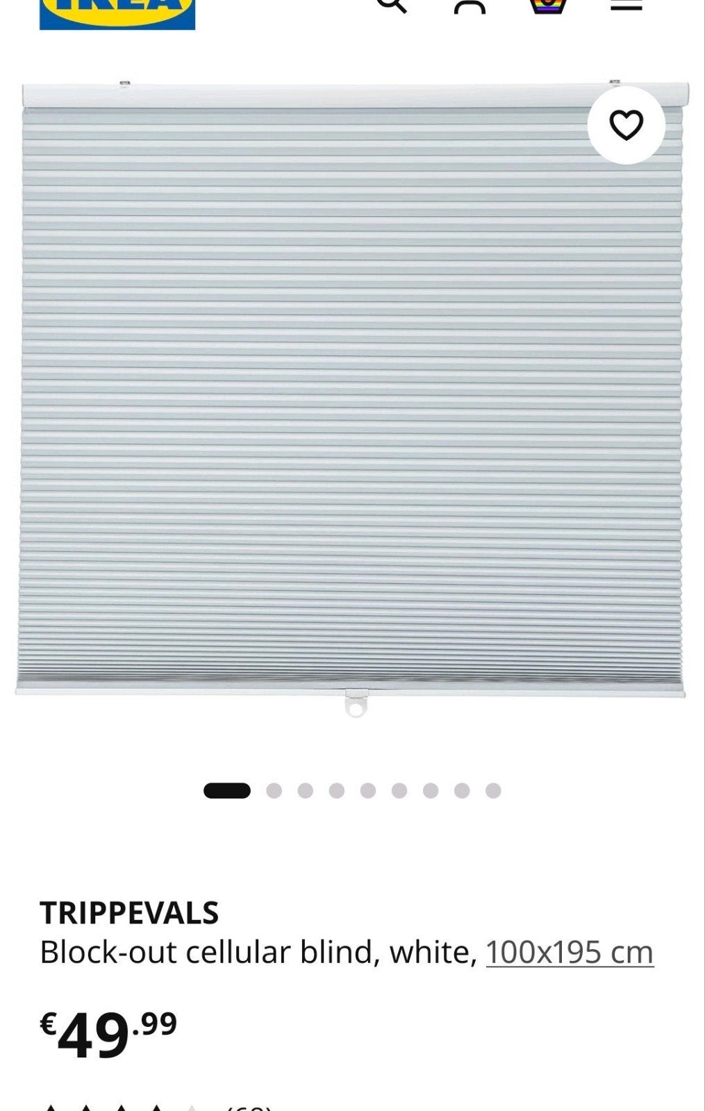 IKEA TRIPPEVALS Verduisterend Plisségordijn Wit 100x195, Huis en Inrichting, Ophalen of Verzenden