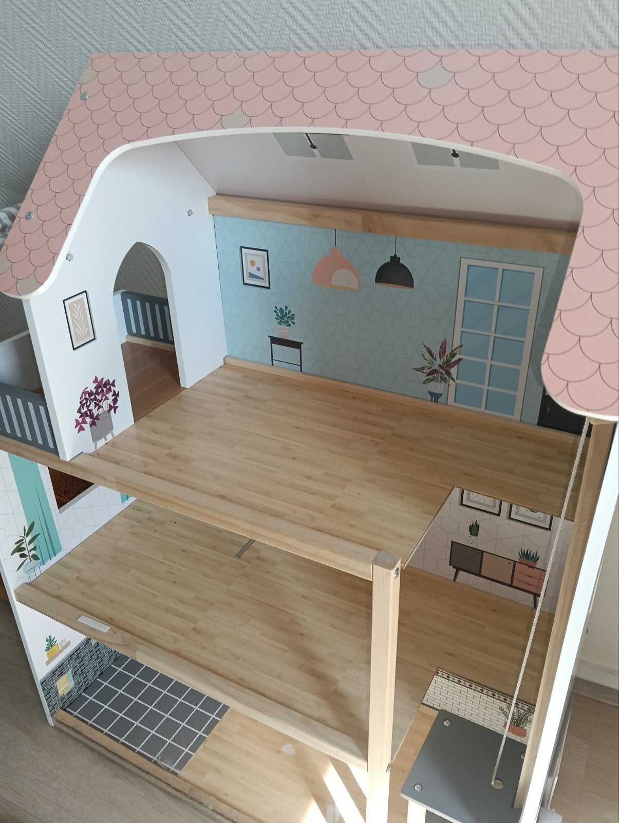 Groot houten poppenhuis incl veel meubels, Ophalen, Gebruikt, Poppenhuis