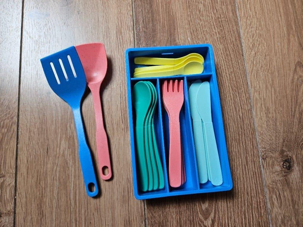 Bestek set van bioplastic van de Hema, Ophalen of Verzenden, Zo goed als nieuw, Kunststof, Speelkeuken-accessoire