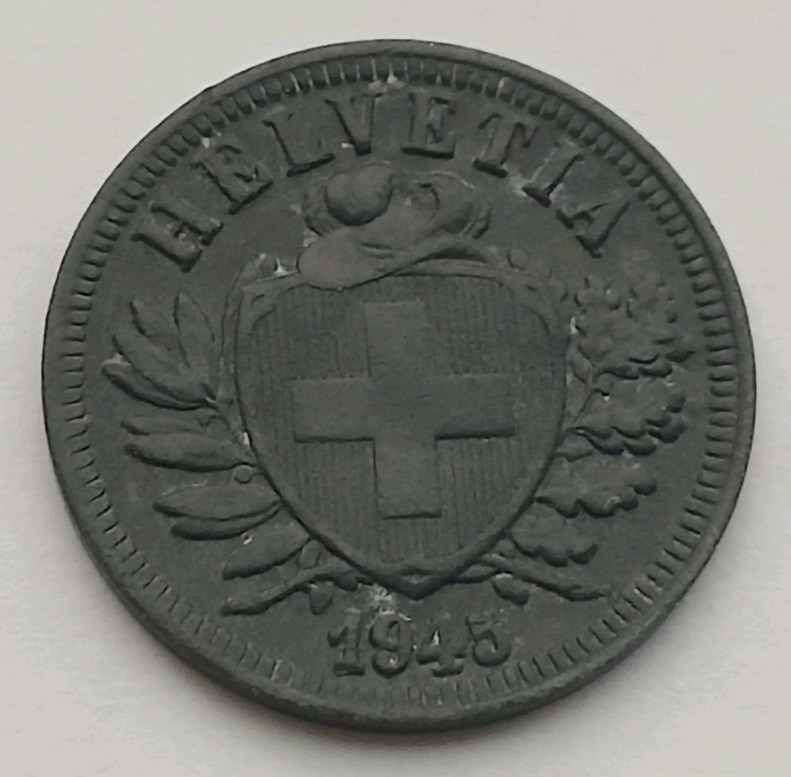 Zwitserland 2 Rappen 1945 Oude Munt WO2 Schaars Zink Bern, Ophalen of Verzenden, Embleem of Badge