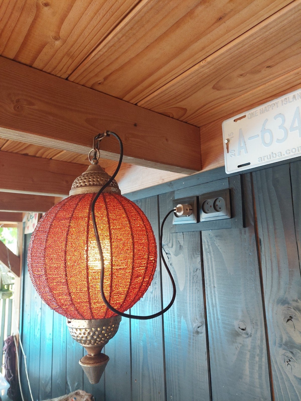 Mediterraanse hanglamp met lichte roestplekken, Ophalen of Verzenden, Gebruikt