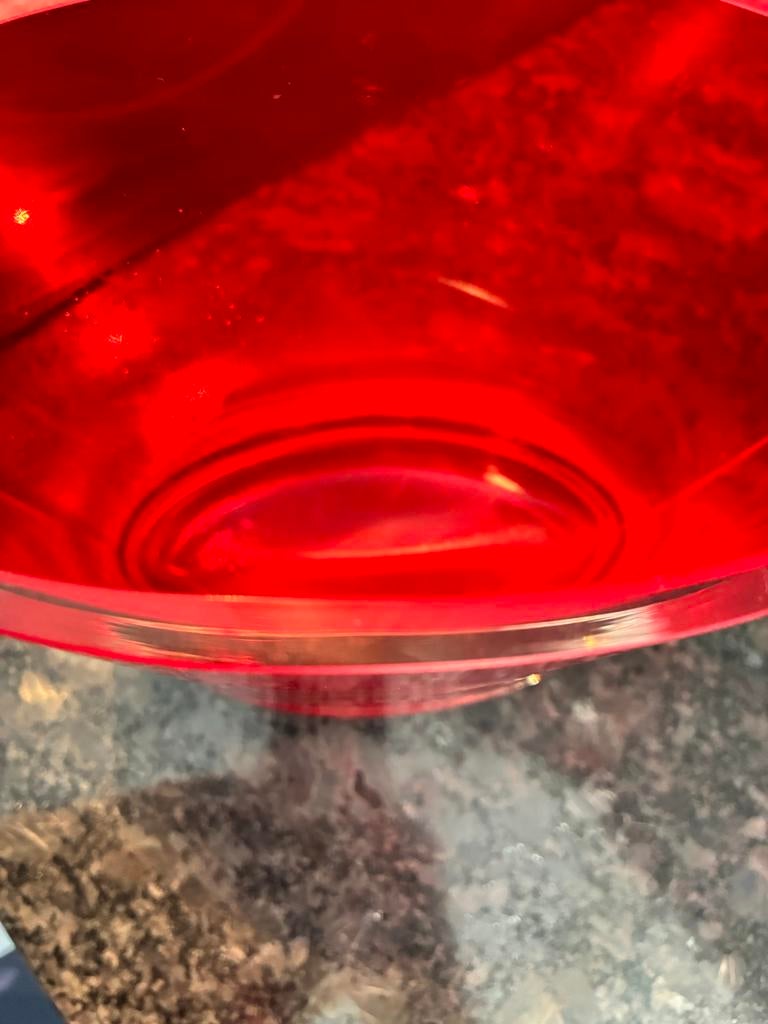 Rode glazen vaas -, Schaal, Ophalen of Verzenden, Ovaal, Glas