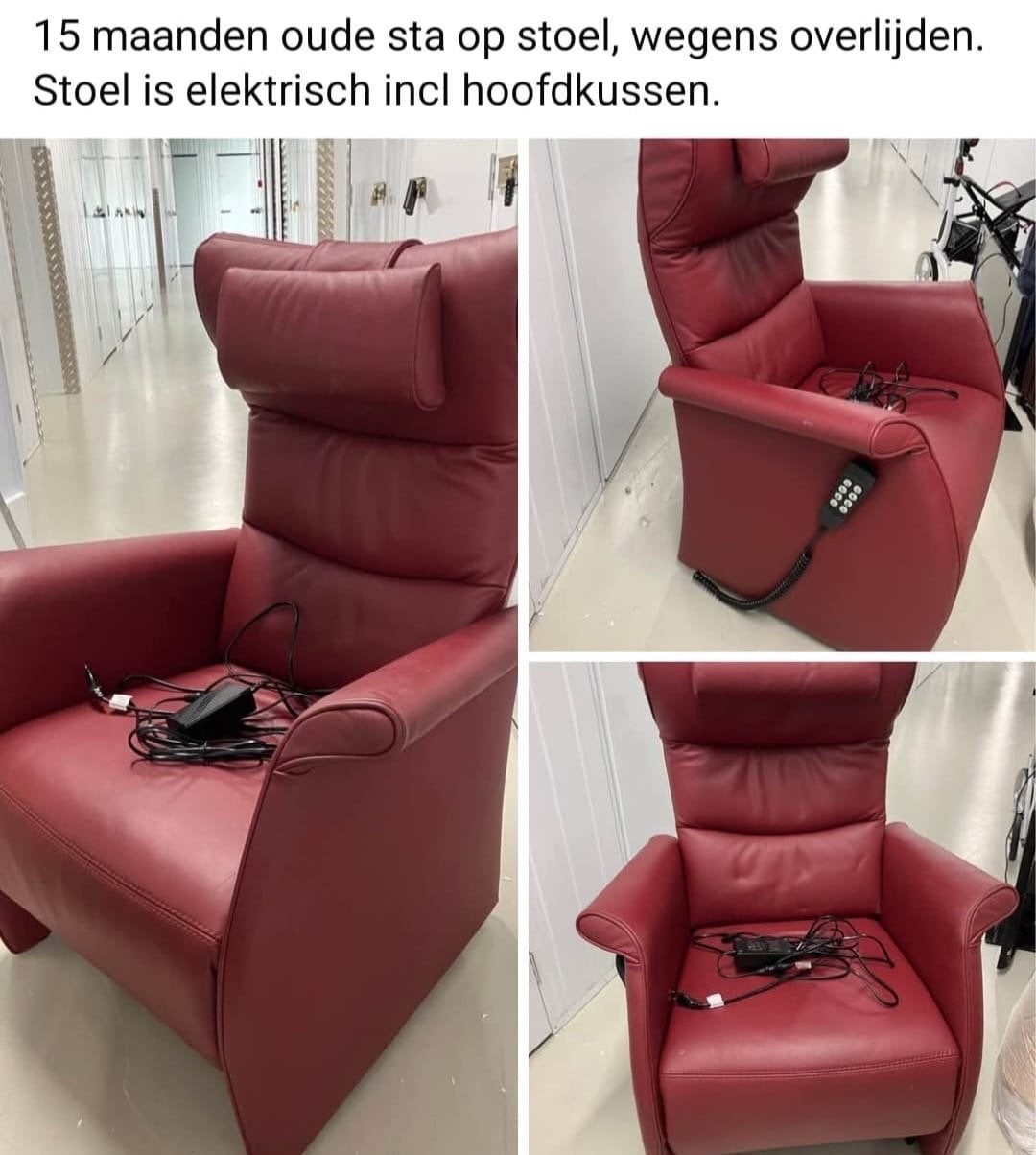 Elektrische sta op stoel Velderhof - Zo goed als nieuw, Leer, Ophalen of Verzenden, Zo goed als nieuw, Eén