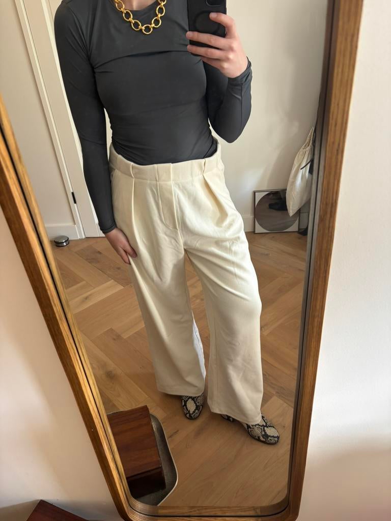 H&M Pantalon, Kleding | Dames, Maat 38/40 (M), Wit, Ophalen of Verzenden, Zo goed als nieuw