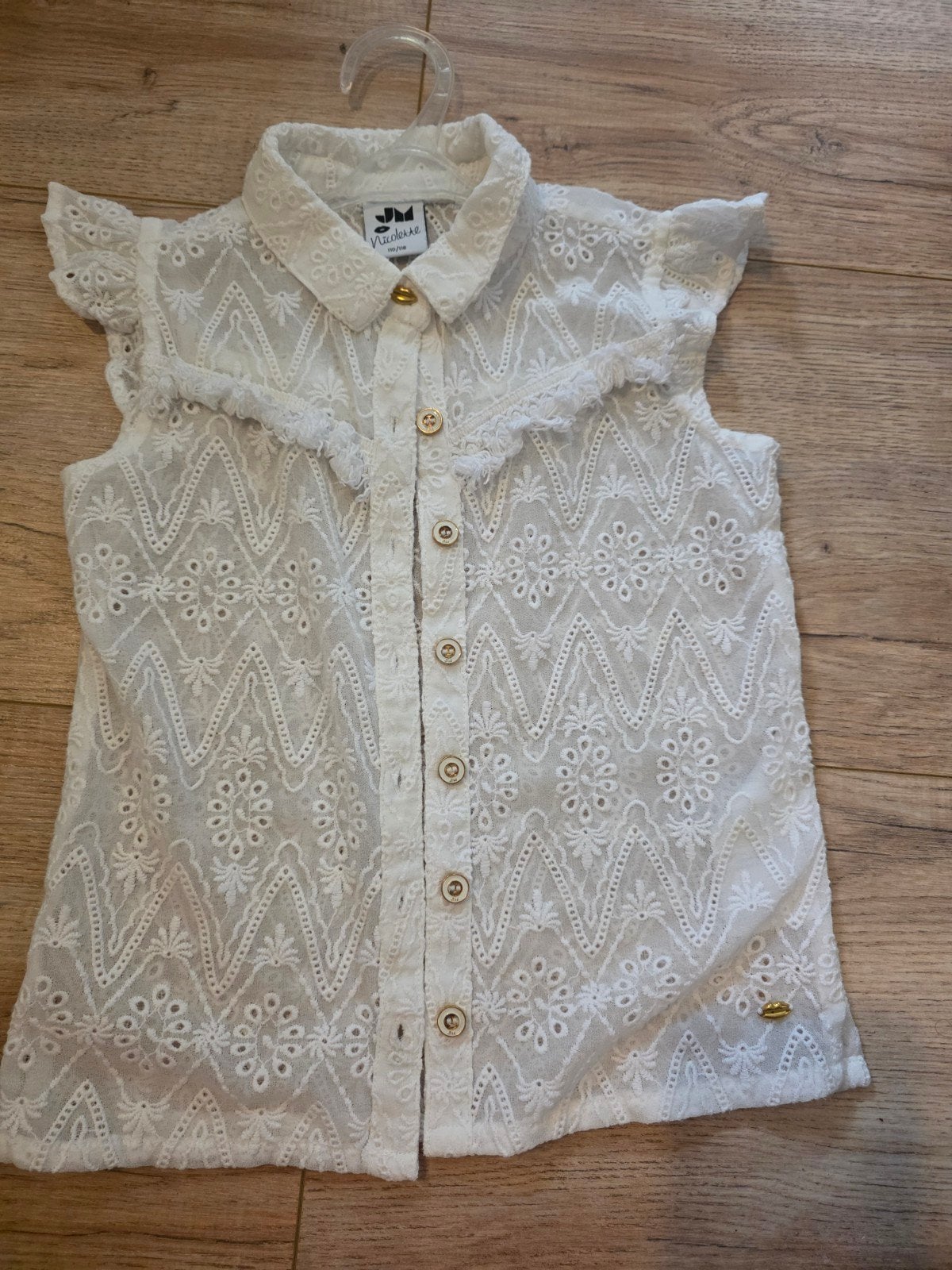 Shoeby x Nicolette Blouse Wit Kant Maat 110/116, Nicolette, Meisje, Overhemd of Blouse, Ophalen of Verzenden