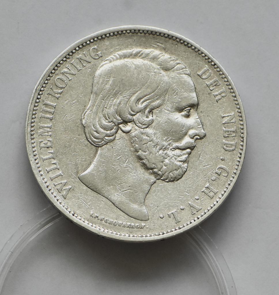 2 ½ gulden 2,5 1871 ZFR koning Willem 3, Koning Willem III, Verzenden, Zilver, Losse munt