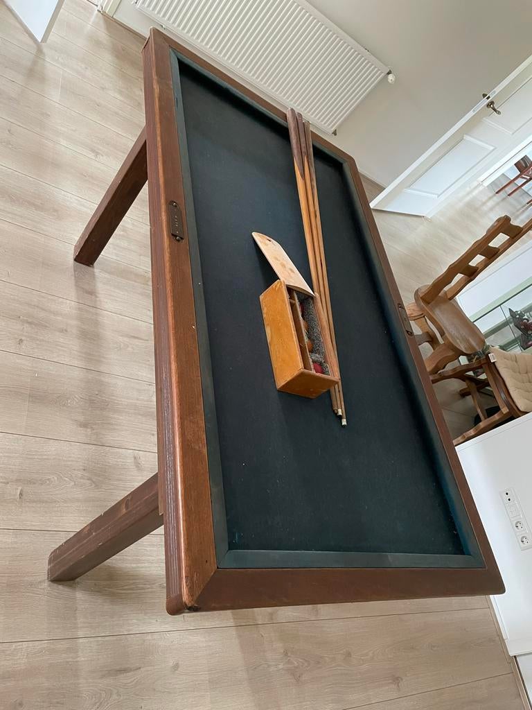 Vintage Biljarttafel 162x90 cm met accessoires, Ophalen, Gebruikt, Biljarttafel
