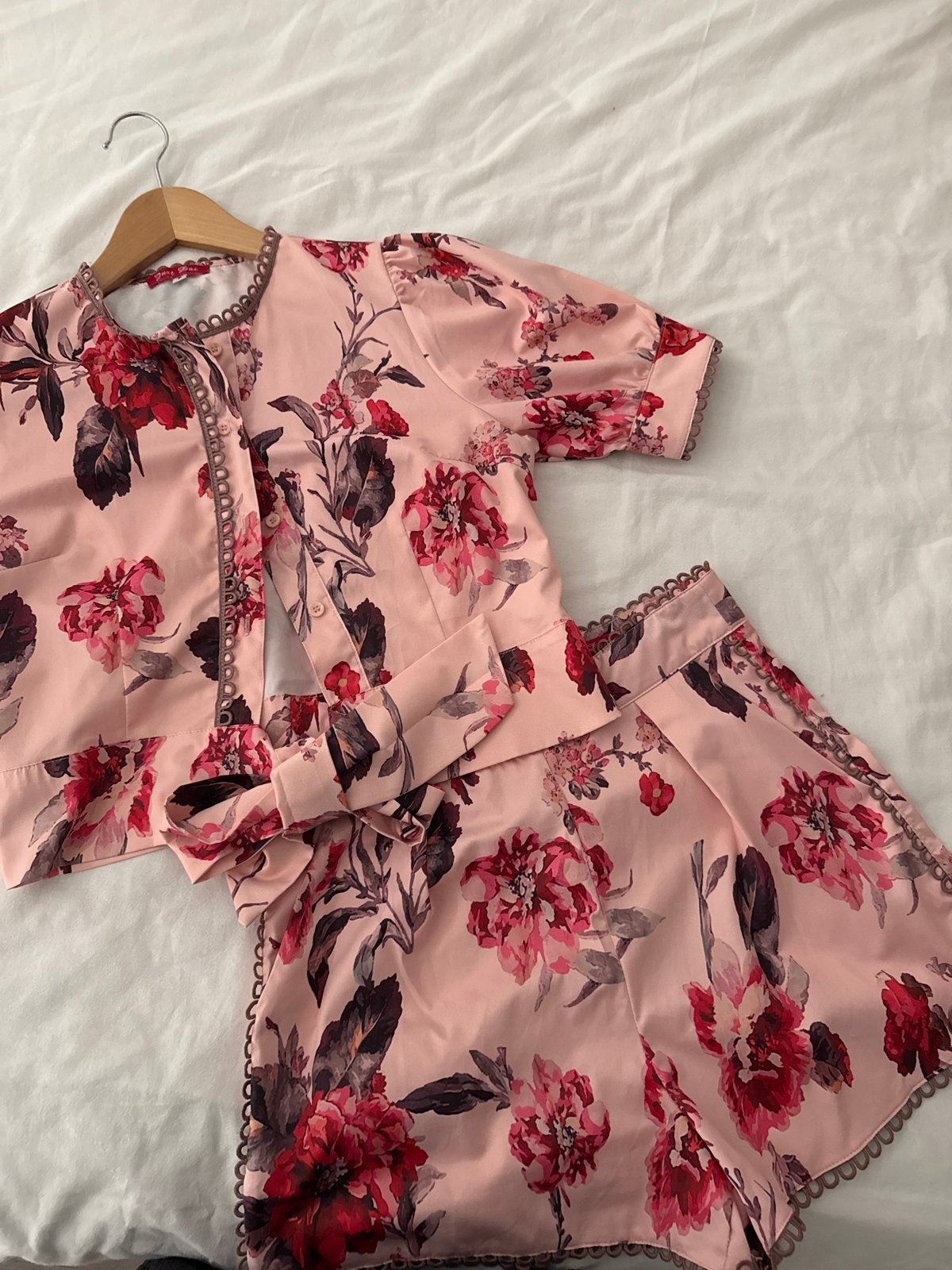 Just Dai Roze Bloemenprint Tweedelige Set - Maat S, Ophalen of Verzenden, Zo goed als nieuw
