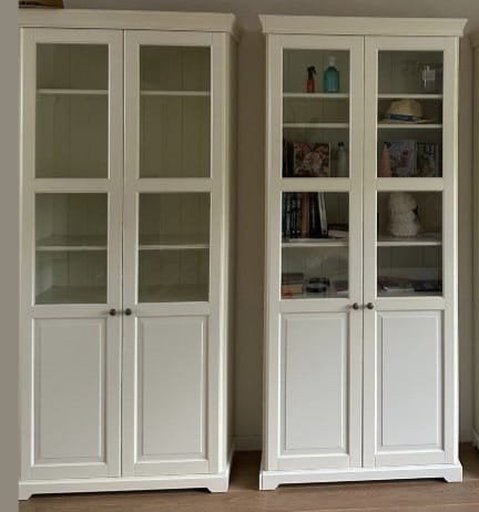 Witte vitrinekasten van Ikea met verstelbare planken, Ophalen, 200 cm of meer, Overige houtsoorten, 50 tot 100 cm