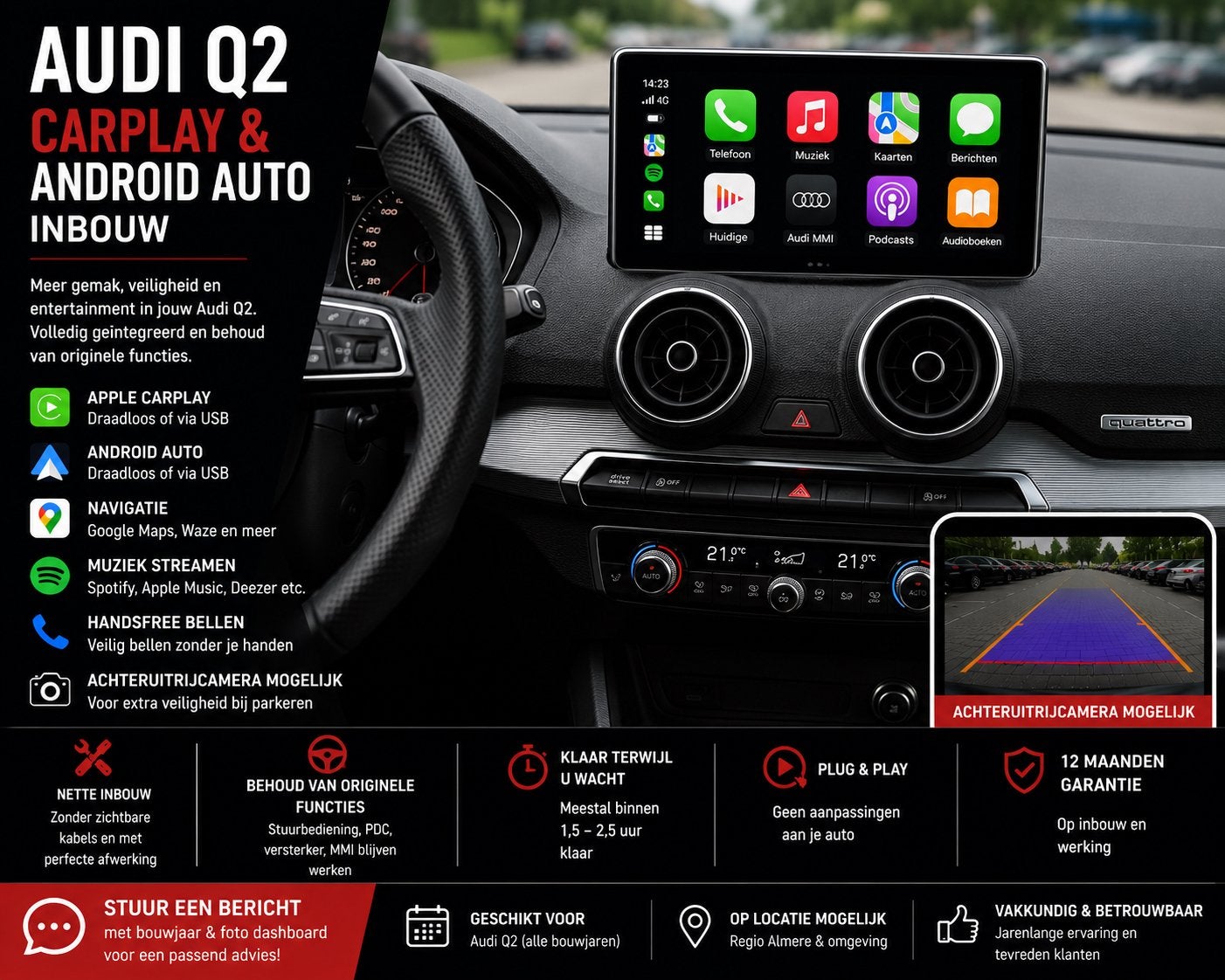 Audi Q2 CarPlay & Android Auto Inbouw, Ophalen, Nieuw