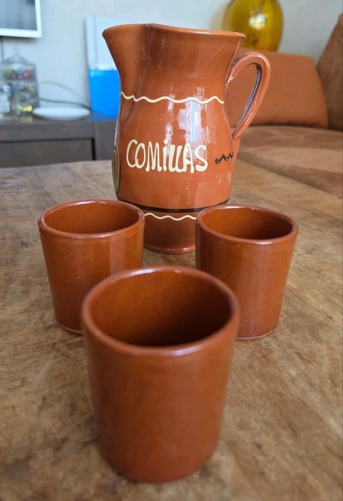 Terra cotta serveerkan en bekertjes, Ophalen of Verzenden