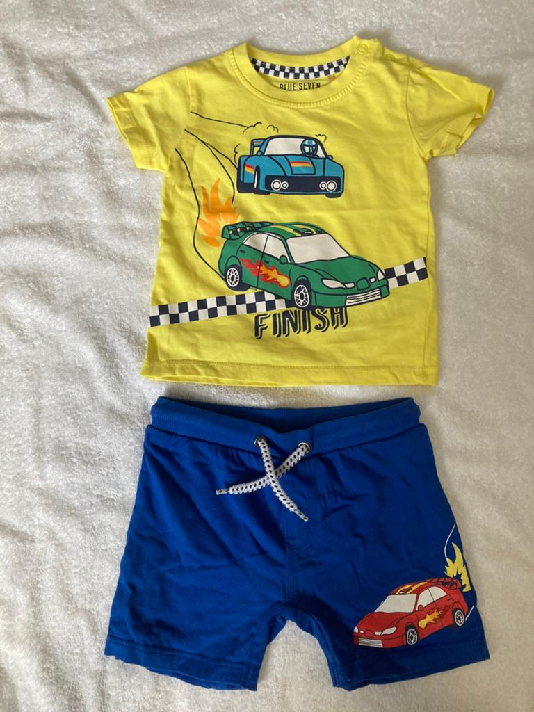 Leuke Blue Seven set auto / shortama / zomer set maat 68, Ophalen of Verzenden, Zo goed als nieuw, Jongetje, Setje