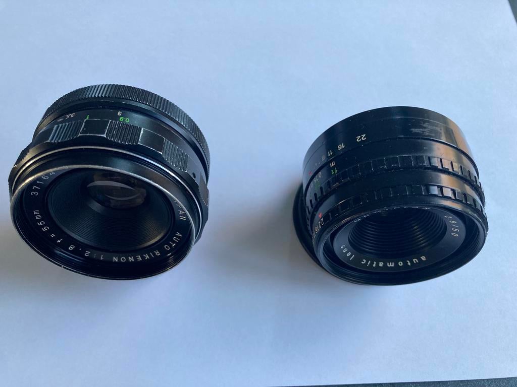 2 Vintage 50mm fotolenzen: Domiplan en Rikenon M42, Audio, Tv en Foto, Fotografie | Lenzen en Objectieven, Ophalen of Verzenden