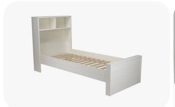 Woood bed 90x200 wit, Ophalen, 85 tot 100 cm, Zo goed als nieuw, Lattenbodem