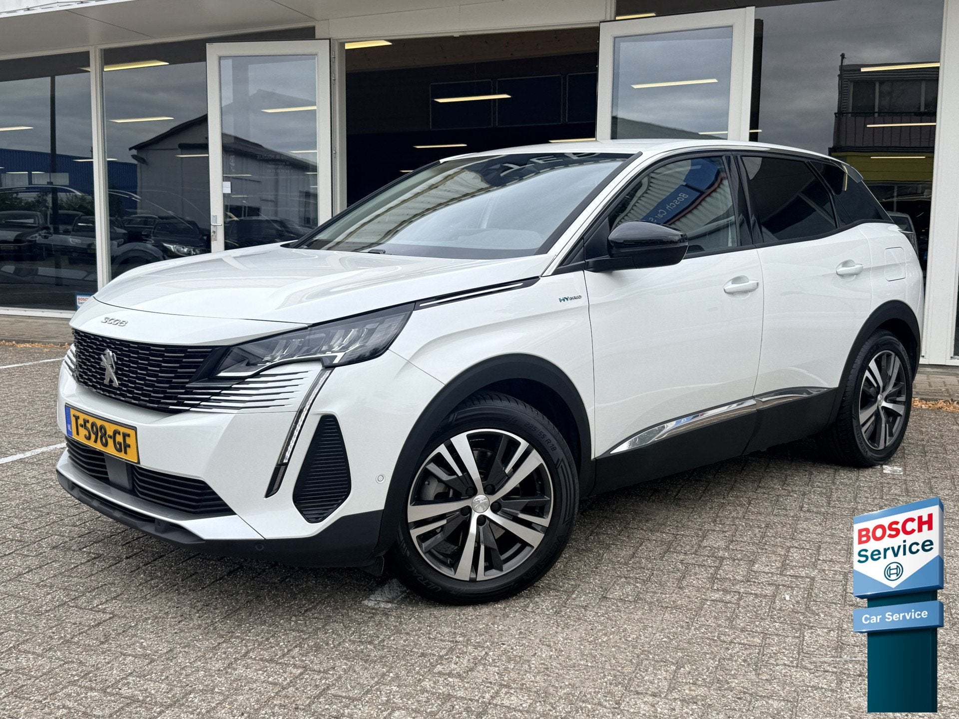Peugeot 3008 1.6 HYbrid 225 Allure | LED | Apple/Android | D, Auto's, Peugeot, Euro 6, Leder en Stof, Wit, Plug-in hybride