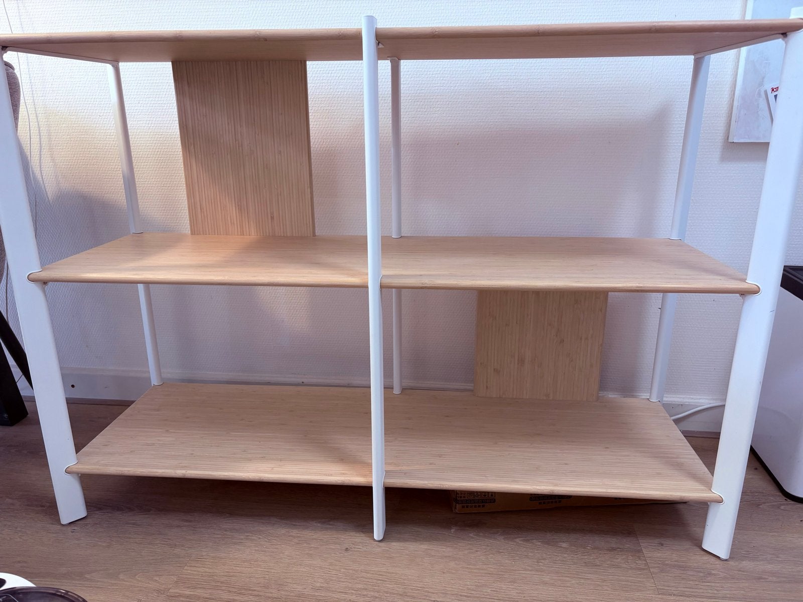 IKEA JÄTTESTA Open kast, wit/licht bamboe, 120x85 cm, Ophalen, Zo goed als nieuw