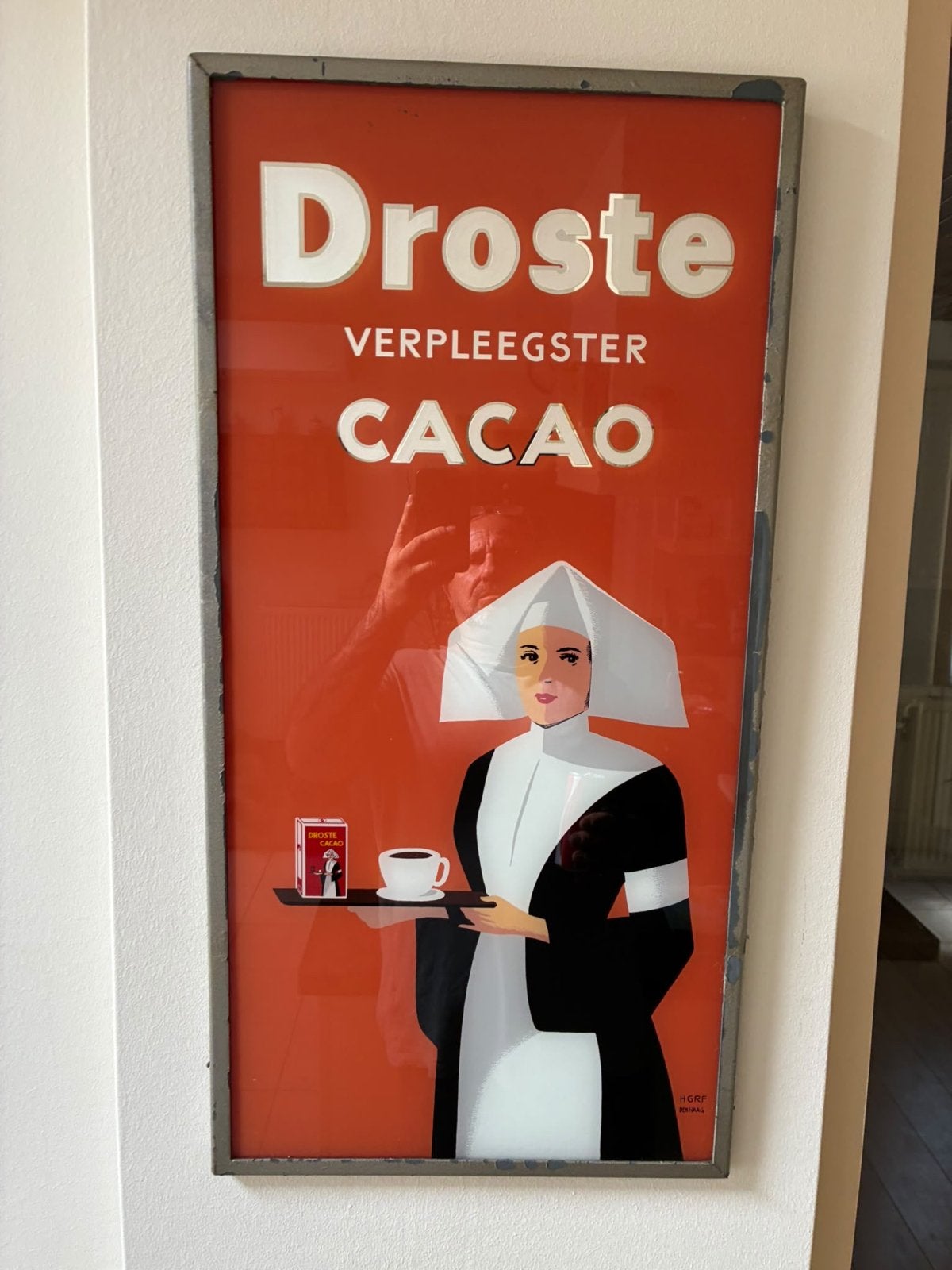 Vintage Droste Verpleegster Cacao Glasbord, Ophalen