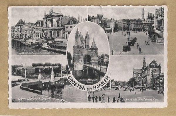 Oude ansichtkaart Groeten uit Haarlem, 1942, Ophalen of Verzenden, 1940 tot 1960, Gelopen, Noord-Holland