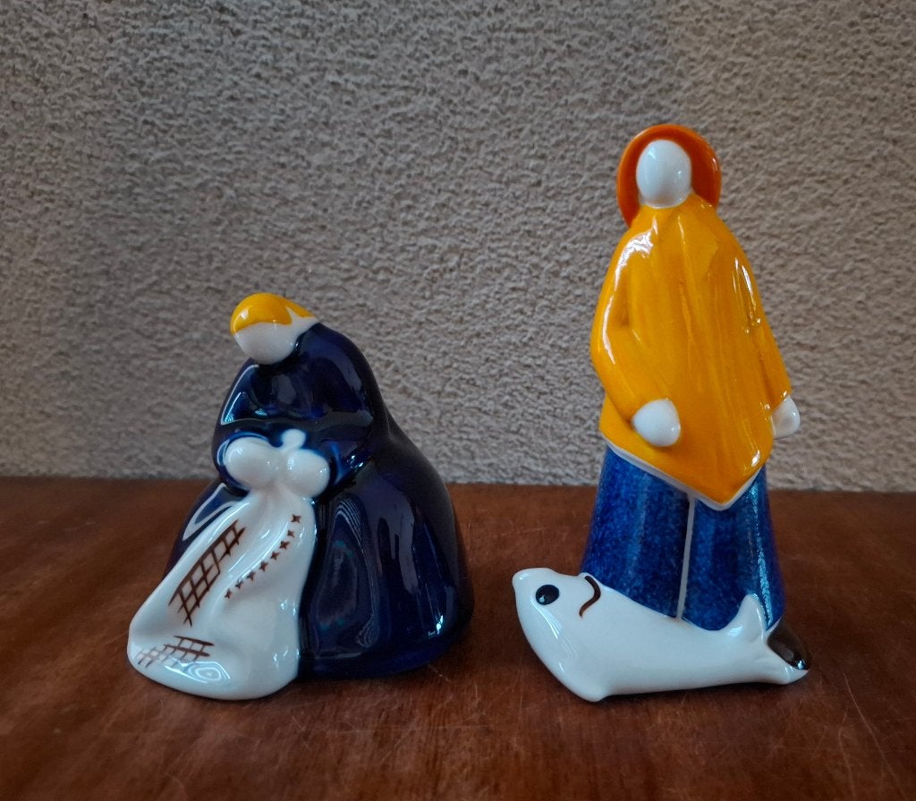 2 Spaanse moderne ('80/'90) Galos beeldjes visser met vrouw, Ophalen of Verzenden, Zo goed als nieuw, Mens