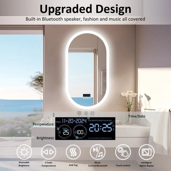 Badkamerspiegel – Bluetooth Spiegel – Verlichte Spiegel, Corvance B.V., Verzenden, Nieuw, Corvancebol@gmail.com