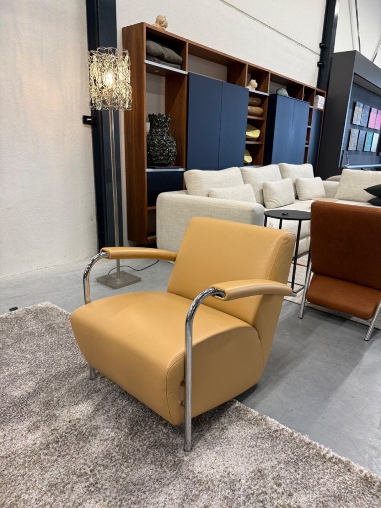 Leolux Scylla fauteuil Camel leer Design stoel, Info@leolux.nl, Ophalen of Verzenden, Pode evidence, Leolux