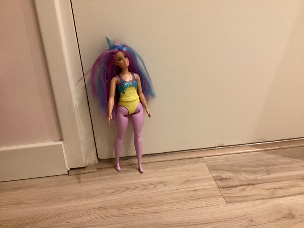 Barbie eenhoorn pop met kleurrijk haar, Ophalen, Gebruikt, Barbie