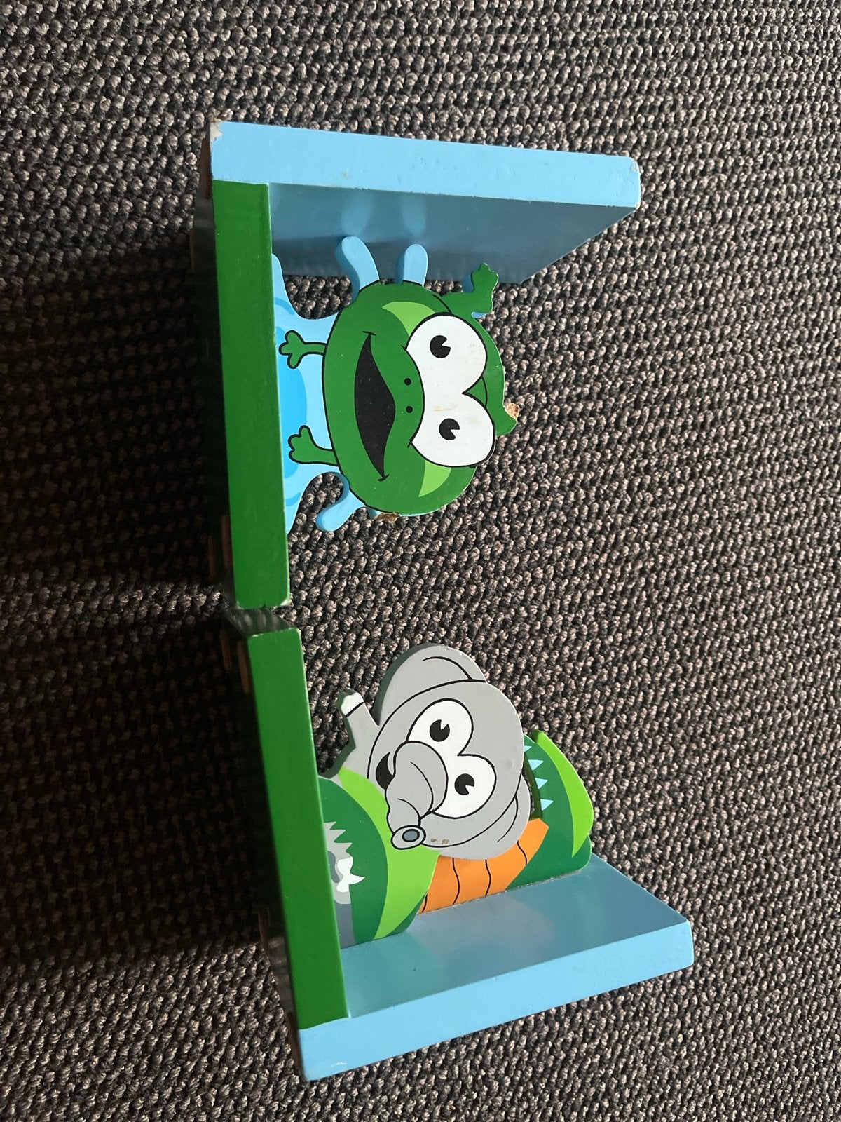 Leuke kinderboekensteunen met kikker en olifant, Ophalen of Verzenden, Gebruikt