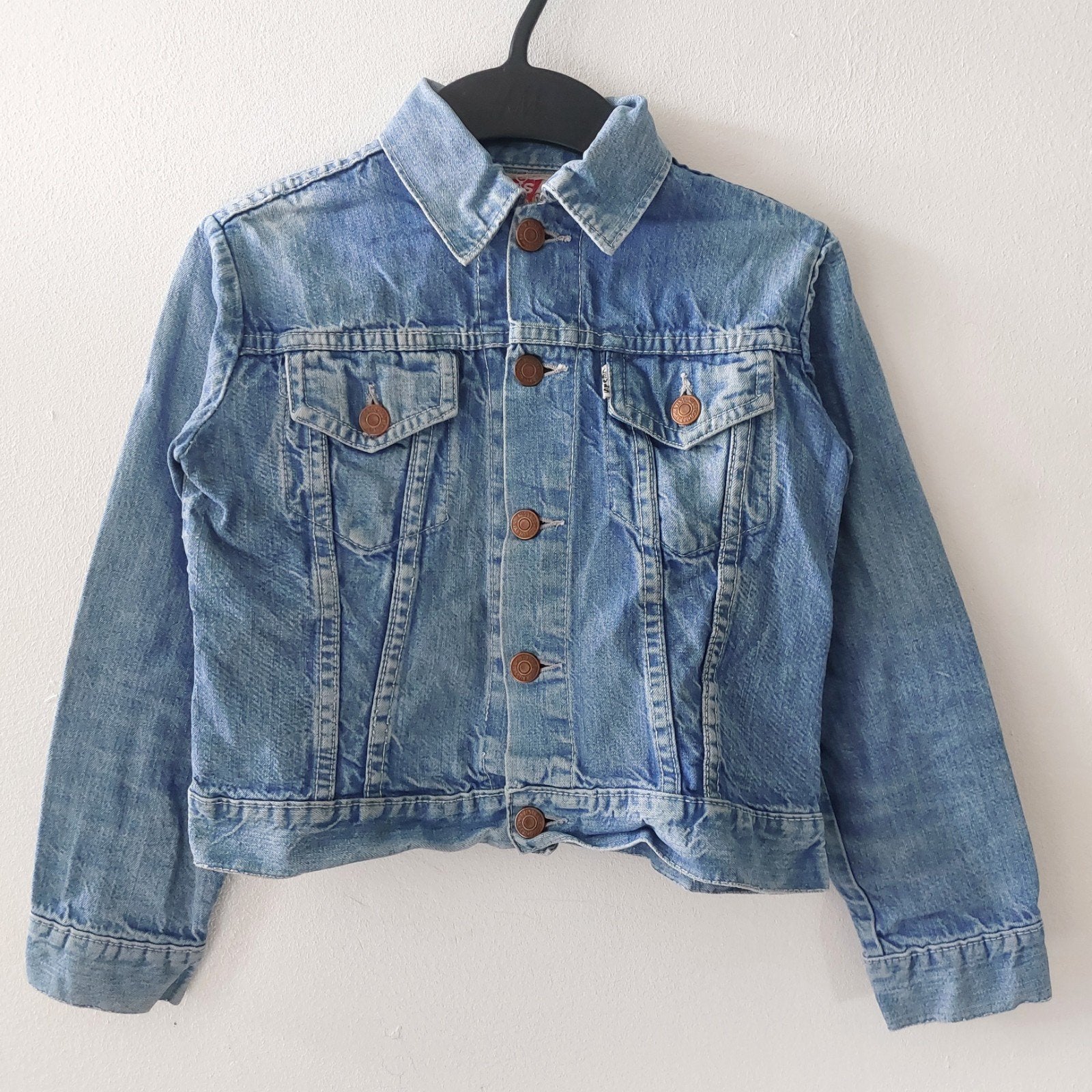 Vintage '60/70s Levis slim fit big E denim jackets, Blauw, Ophalen of Verzenden, Maat 34 (XS) of kleiner, Gedragen