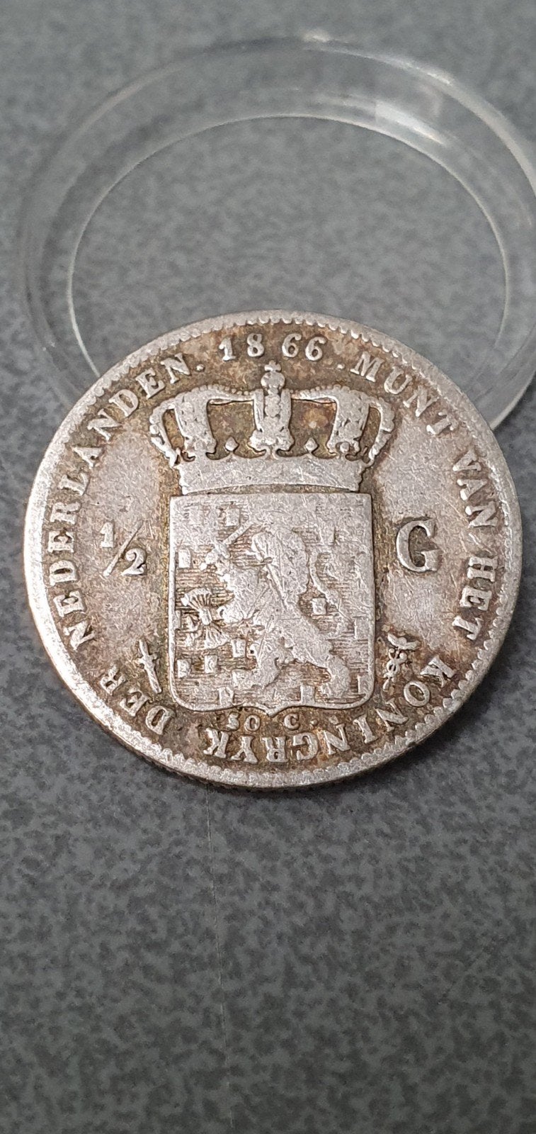 Zilveren halve gulden Willem III 1866, ½ gulden, Koning Willem III, Zilver, Ophalen of Verzenden