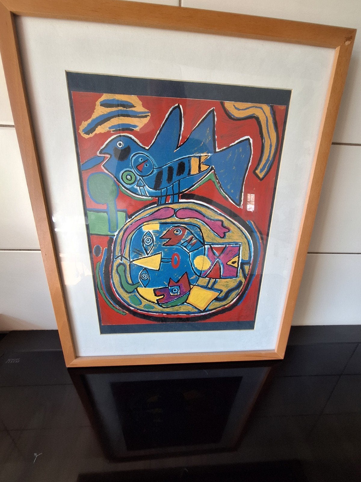 Kleurrijke print corneille  met vogels en abstracte vormen, Ophalen of Verzenden